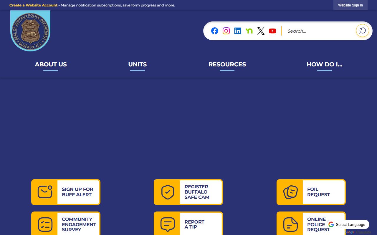 Buffalo Police Department website for felony records access