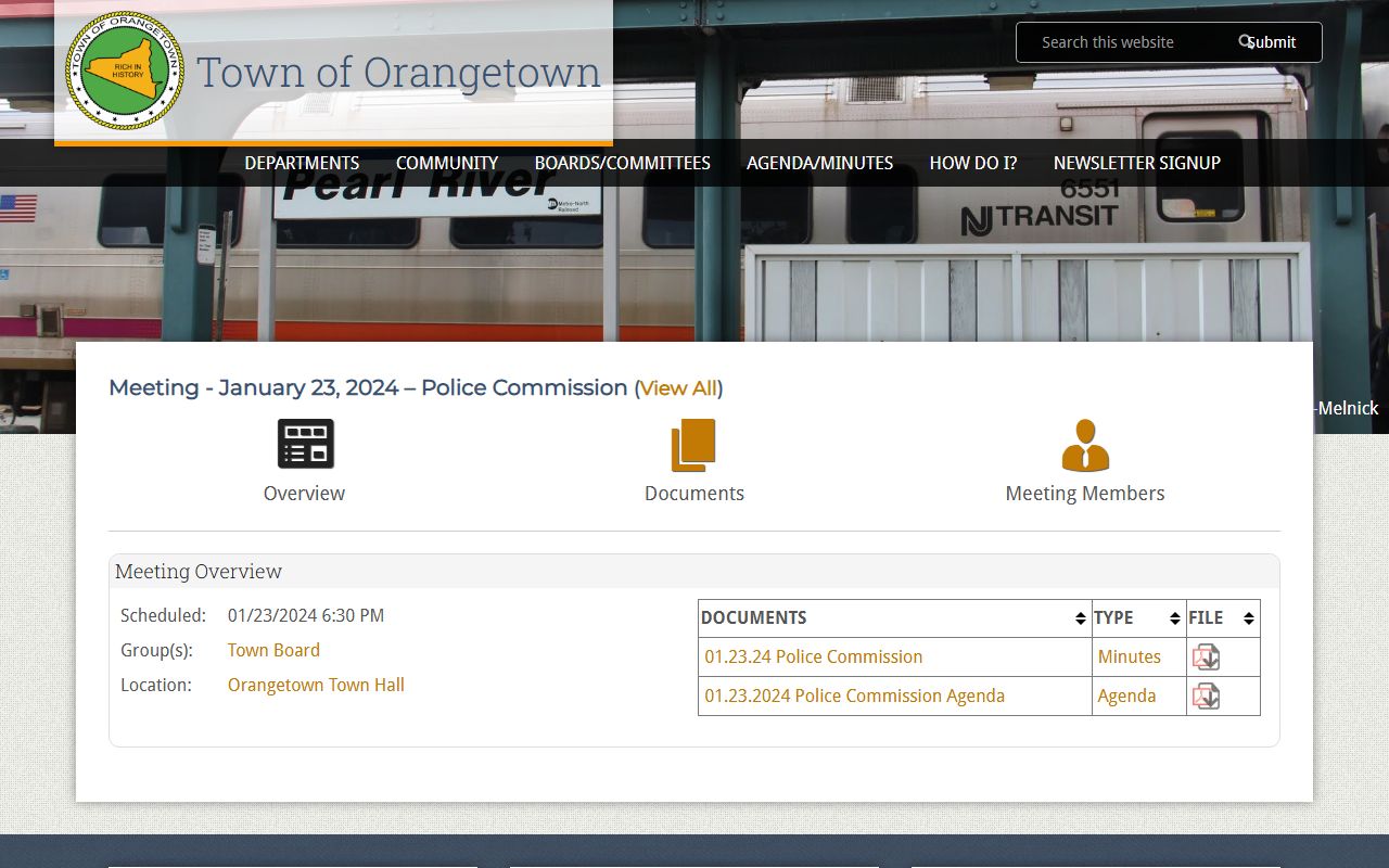 Orangetown Police Department website for felony records requests