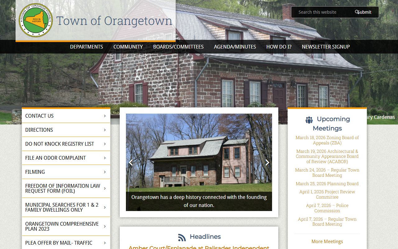 Town of Orangetown official website for felony records access