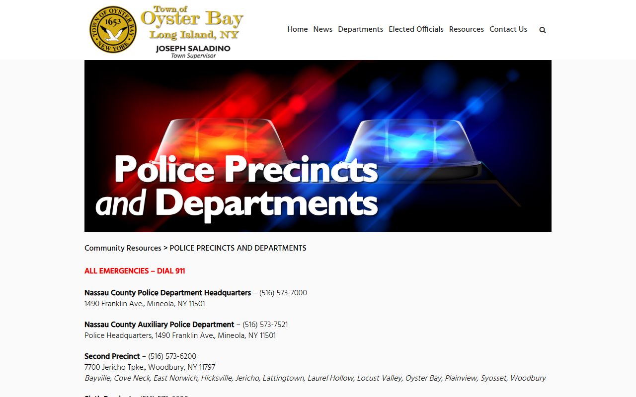 Oyster Bay Police Department page for public records access