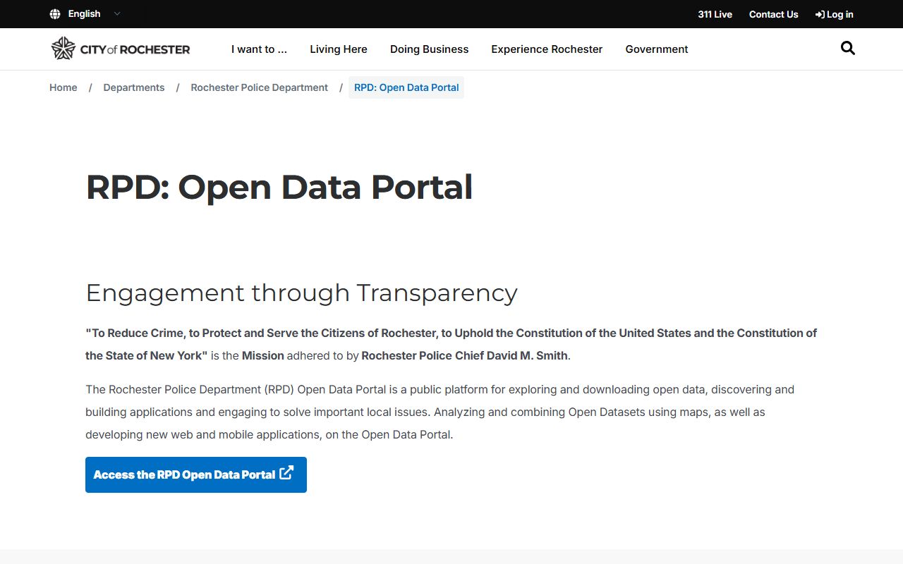 Rochester Police Open Data Portal for felony records data