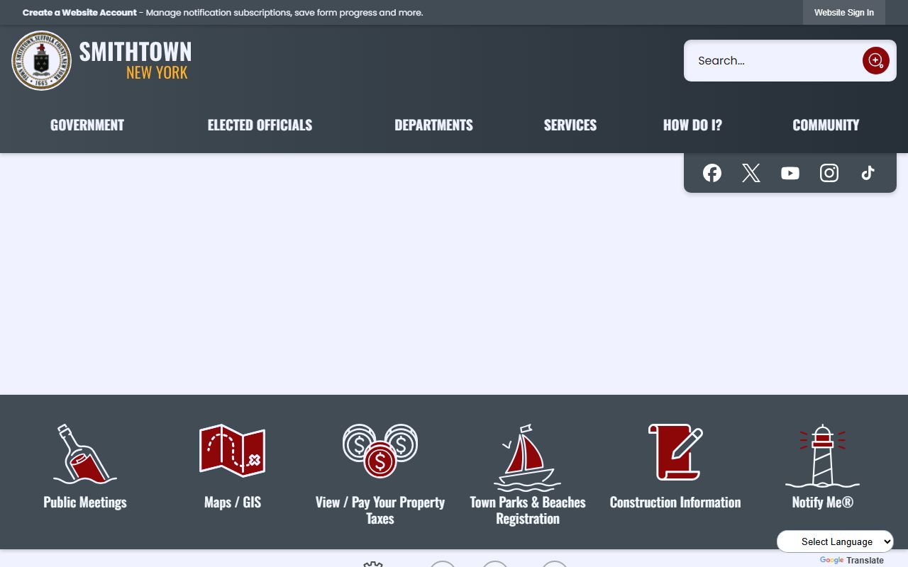 Smithtown Town official website for felony records information