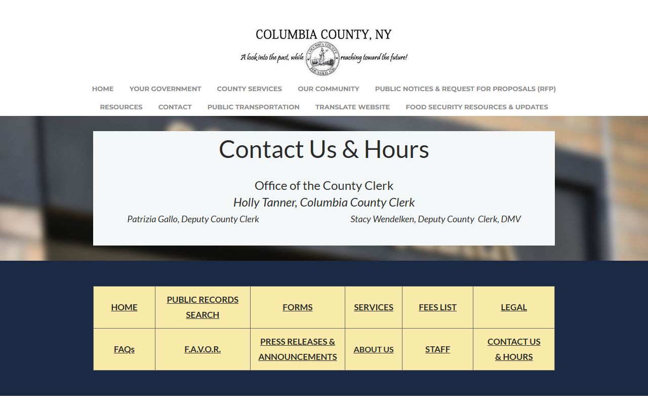 Columbia County Clerk website for online felony record searches