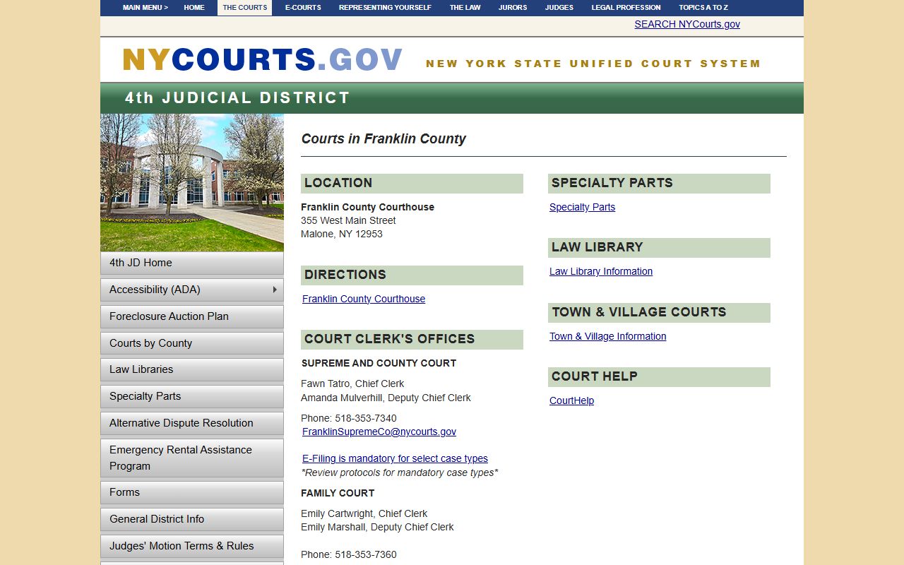 Franklin County Court page in the Fourth Judicial District