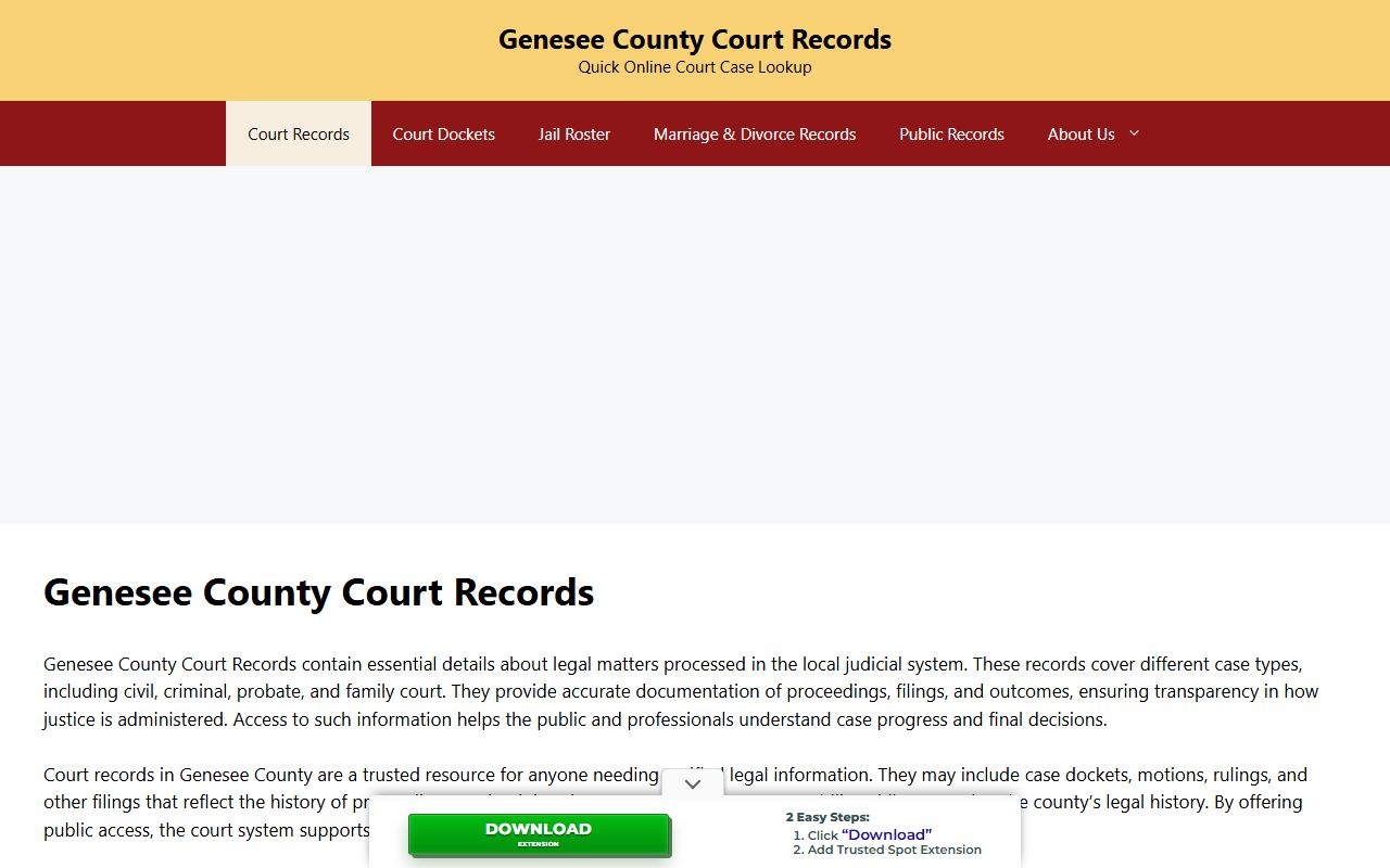 Genesee County Courts website with online case search portal