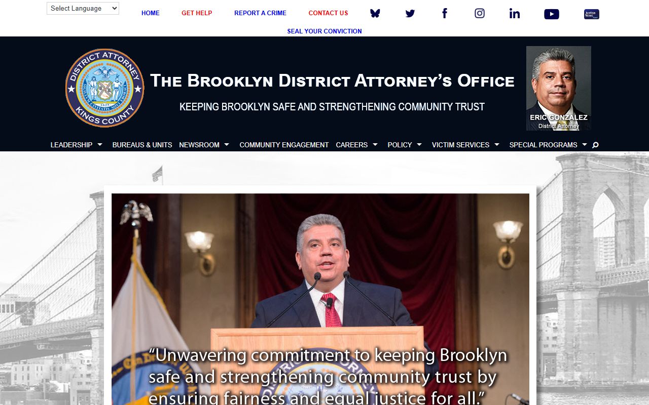 Brooklyn District Attorney Office website for Kings County felony case information