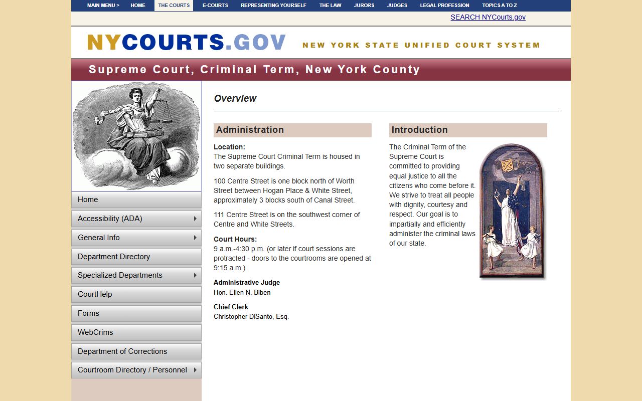 New York County Supreme Court Criminal Term at 100 Centre Street in Manhattan