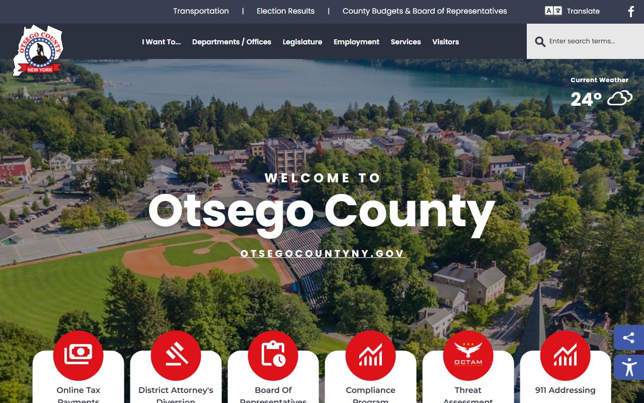 Otsego County official website showing county government services and departments