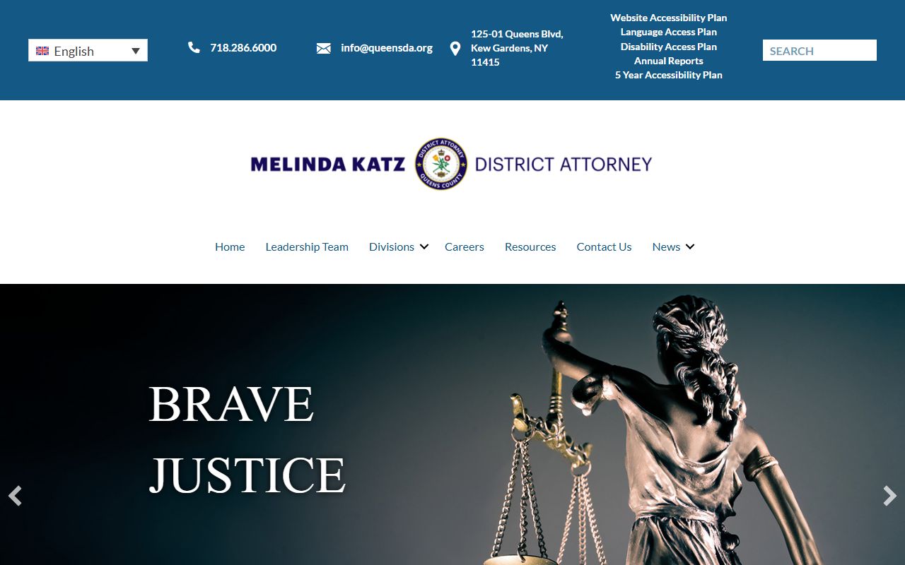 Queens County District Attorney's Office website for felony prosecution information