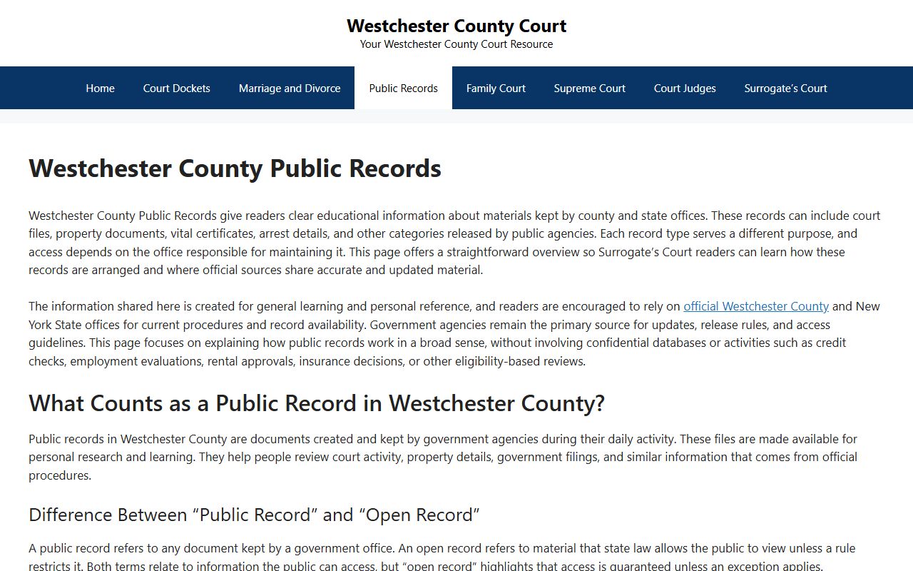 Westchester County Courts public records portal for New Rochelle felony searches