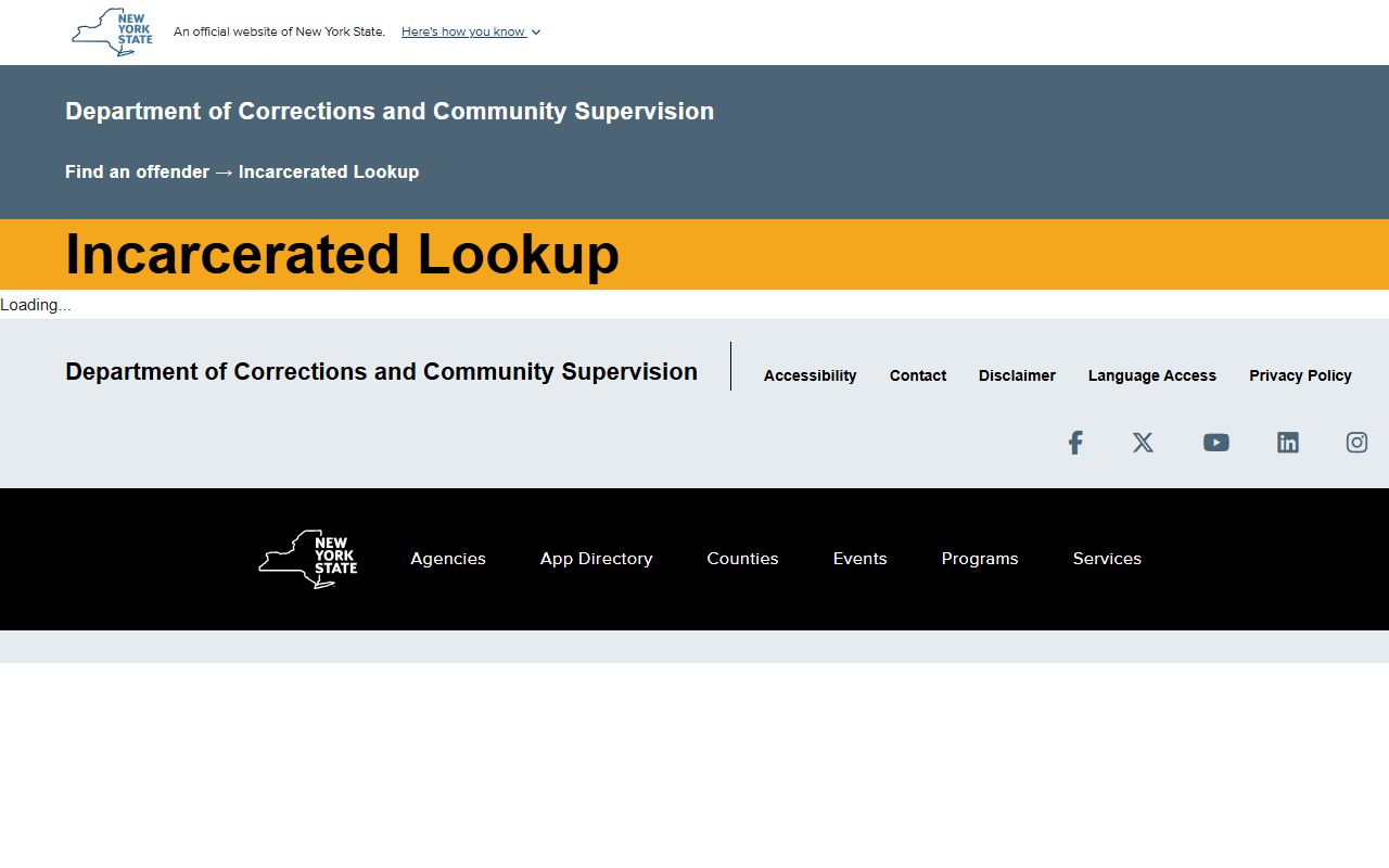 New York DOCCS inmate lookup system for felony records